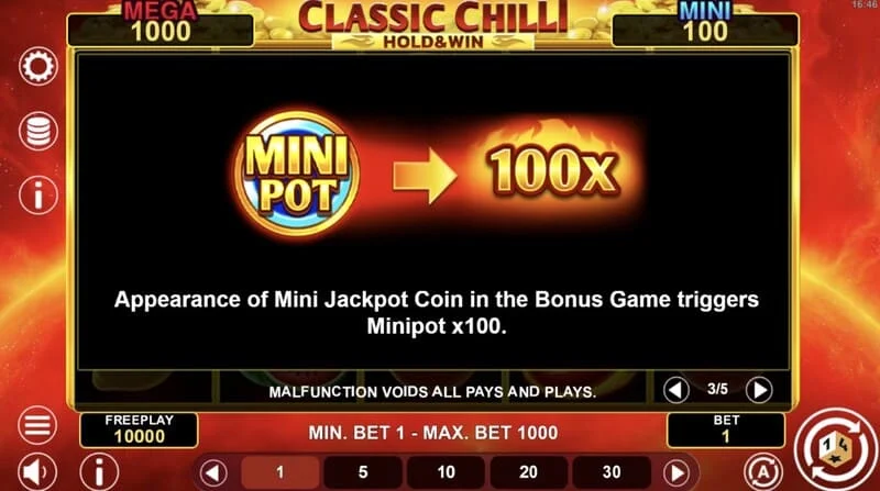 Classic Chilli Hold & Win - стартиране на Hold & Win рунда