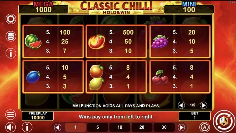 Classic Chilli Hold & Win - бонус монети на полето